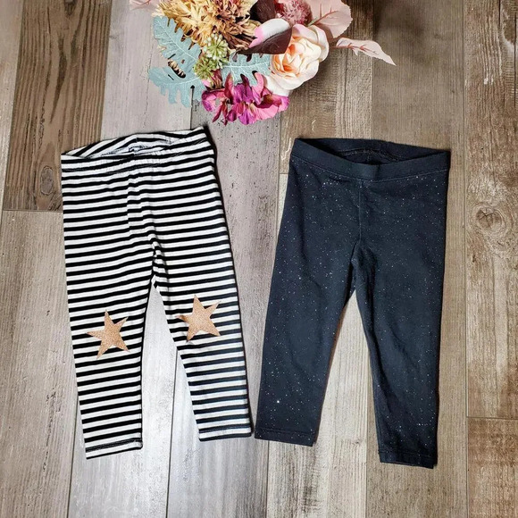 Cat & Jack Baby Toddler Girl Size 18M Glittery Casual Leggings Pants Bundle - Picture 3 of 12